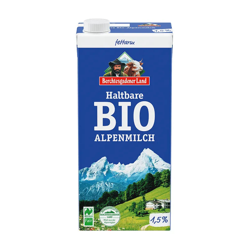 BERCHTESGADENER - БИО МЛЯКО АЛПИЙСКО С ДЪЛЪГ ЖИВОТ UHT - 1.5% - 1 л